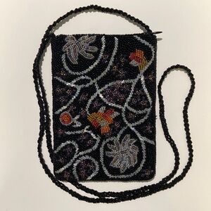 Vintage Christiana Hand-Beaded Crossbody Bag 90s Floral Statement, EC